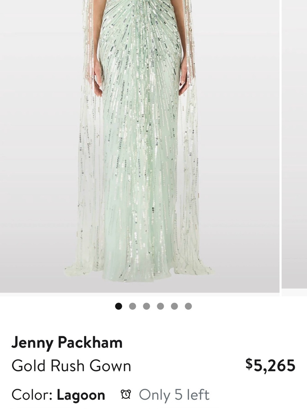 Jenny Packham Mint Green Sequin Draped Evening Gown - Picture 4 of 13